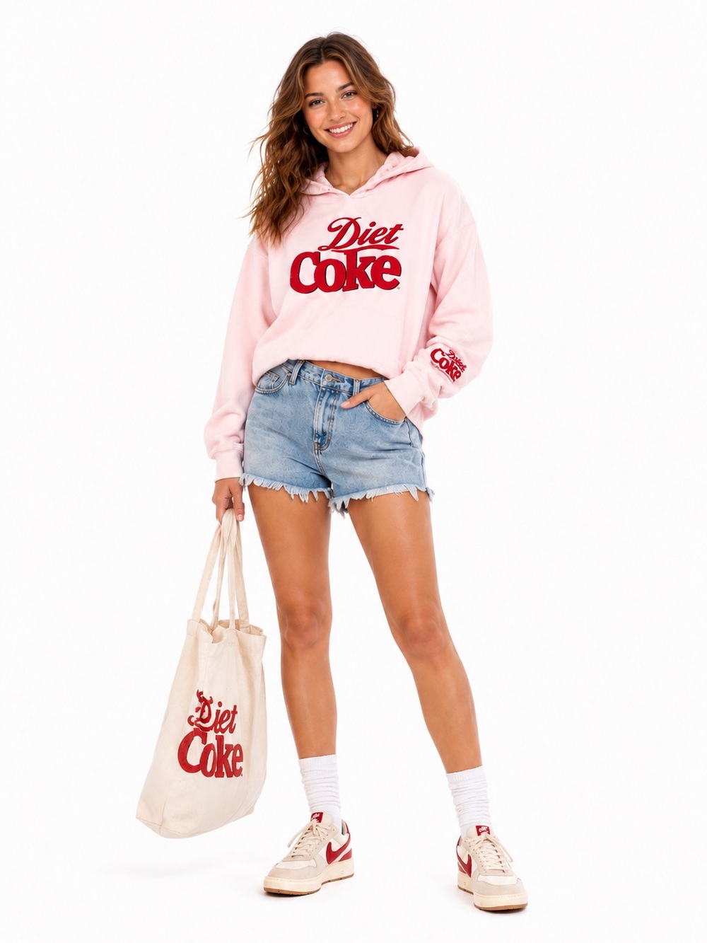 Coca Cola Pink Hoodie with Red Logo Print